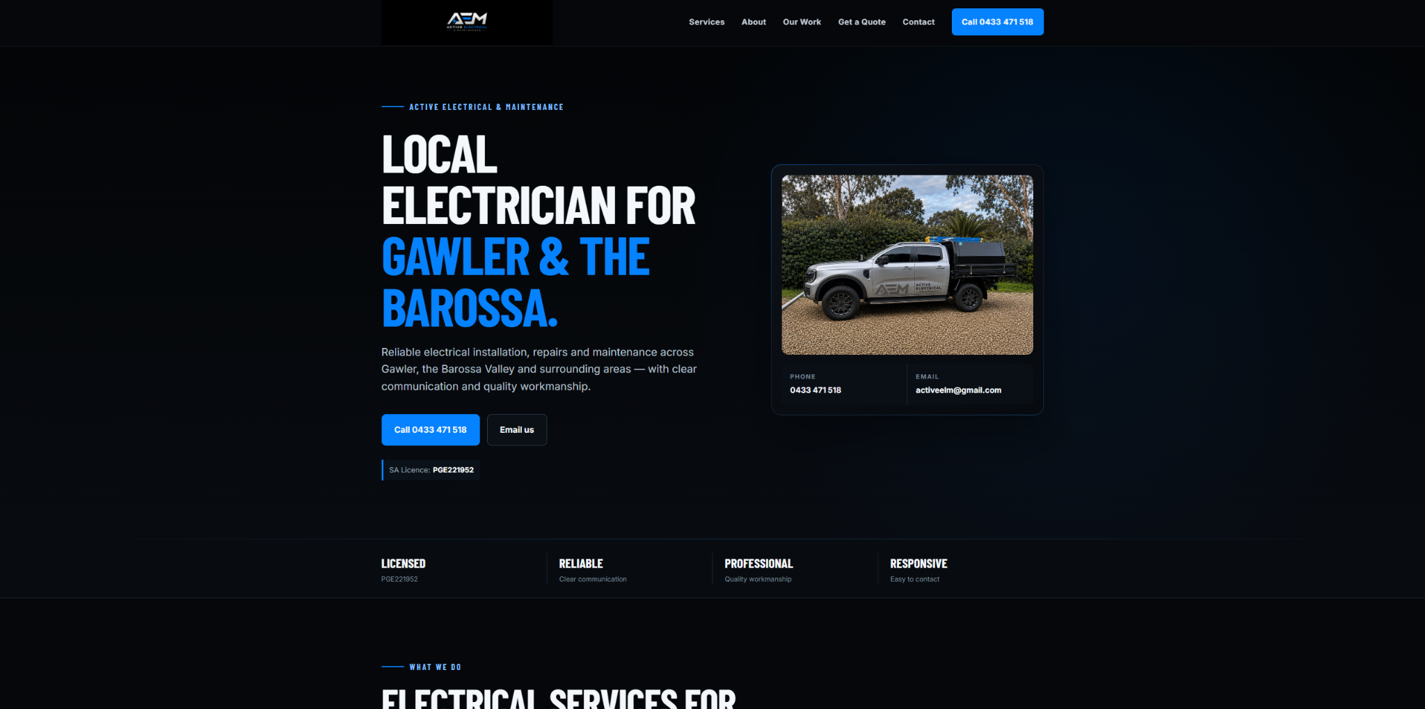 Active Electrical & Maintenance website homepage preview