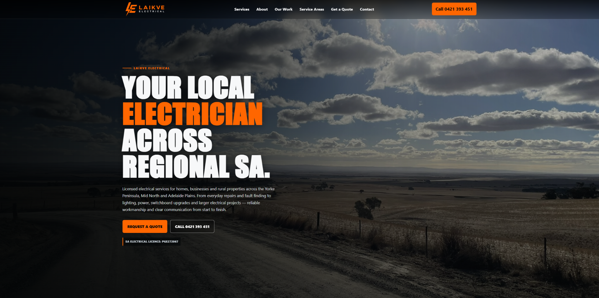 Laikve Electrical website homepage preview